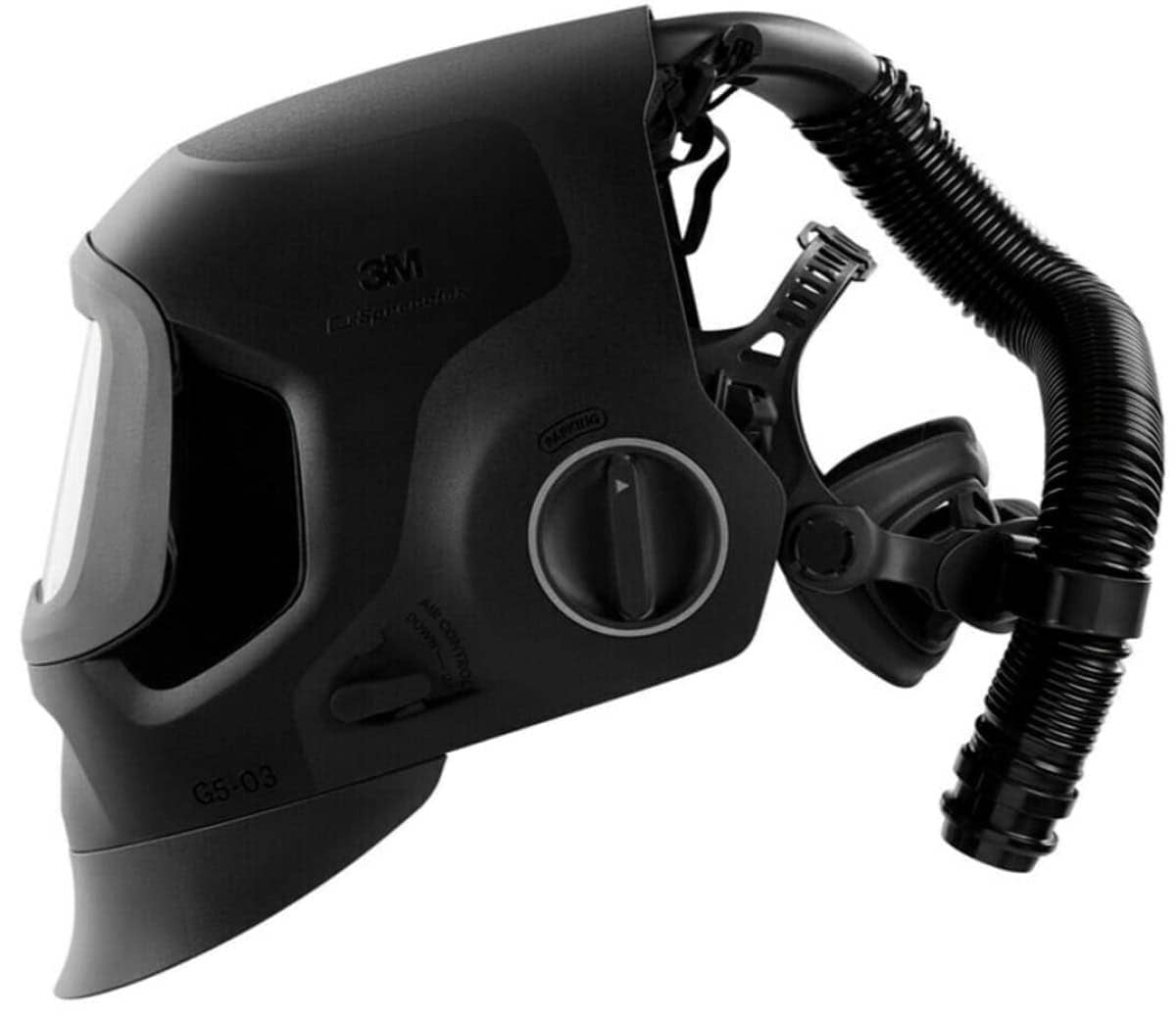 3M™ Speedglas™ Schweißmaske G5-03 Pro Air mit Schweißfilter G5-01/03NC und Versaflo™ V-500E Drucklufteinheit, 632811, inkl. QRS-Luftschlauch und Tasche, TH3, 4A/3B, Kopfband + Textilkopfschutz, Für natürliche Farben; Teile: [632800 + 630010 + V500E]