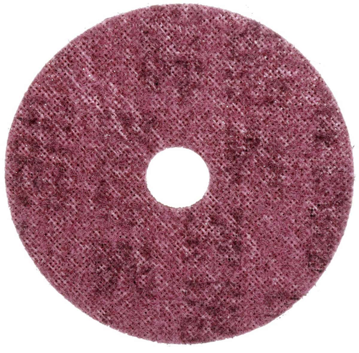 3M™ Scotch-Brite™ Vliesscheibe SC-DH 60982, Ø 115 mm x 22 mm, P220 - 280, Medium, Metall & Edelstahl — Entgraten, Reinigen, Finish, Rot, A, 8.000 U./Min., Kletthaftend, Mit Zentrierloch