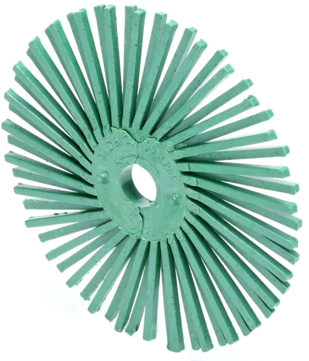 3M™ Scotch-Brite™ RB-ZB 30125, Ø 50 mm x 9,5 mm, P1000, Fein, Typ C, Hellgrün, 20.000 U./Min., Radial Bristle Brush mit Präzisions-Keramikkorn, Für Reinigungs- und Entgratungsarbeiten