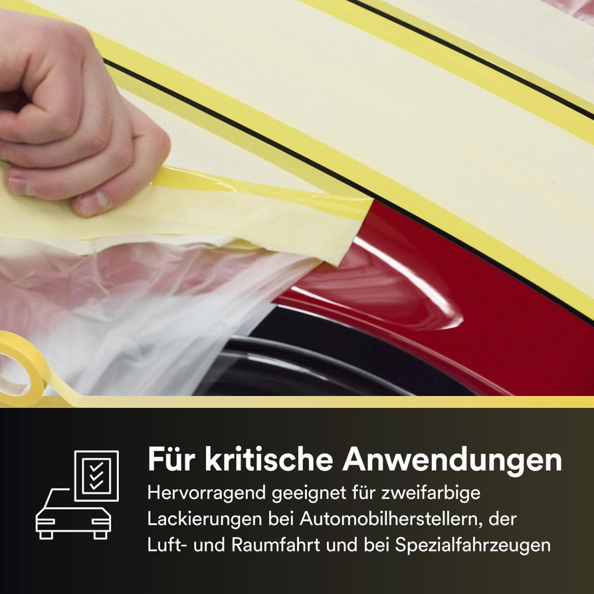 3M™ Scotch® Farblinienband 4740, 30 mm x 50 m, 0,13 mm, Gelb, Anpassungsfähig, PVC frei, Für absolut perfekt scharfe Farblinien in der Automobilindustrie
