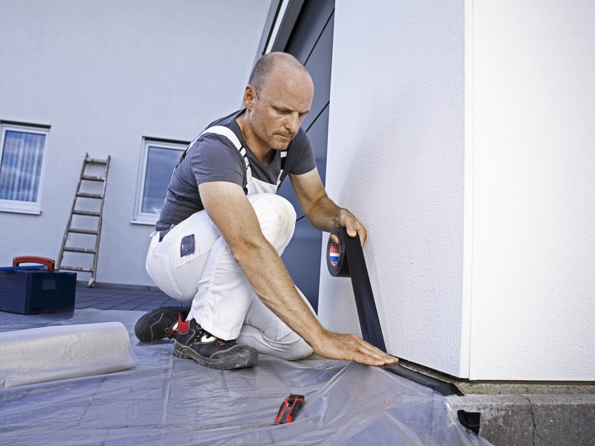 tesa® Professional Stein- & Betonband 4662, 48 mm x 50 m, 0,23 mm, Gelb, Allzweck Gewebeband ideal für Putz- und Mauerwerksarbeiten